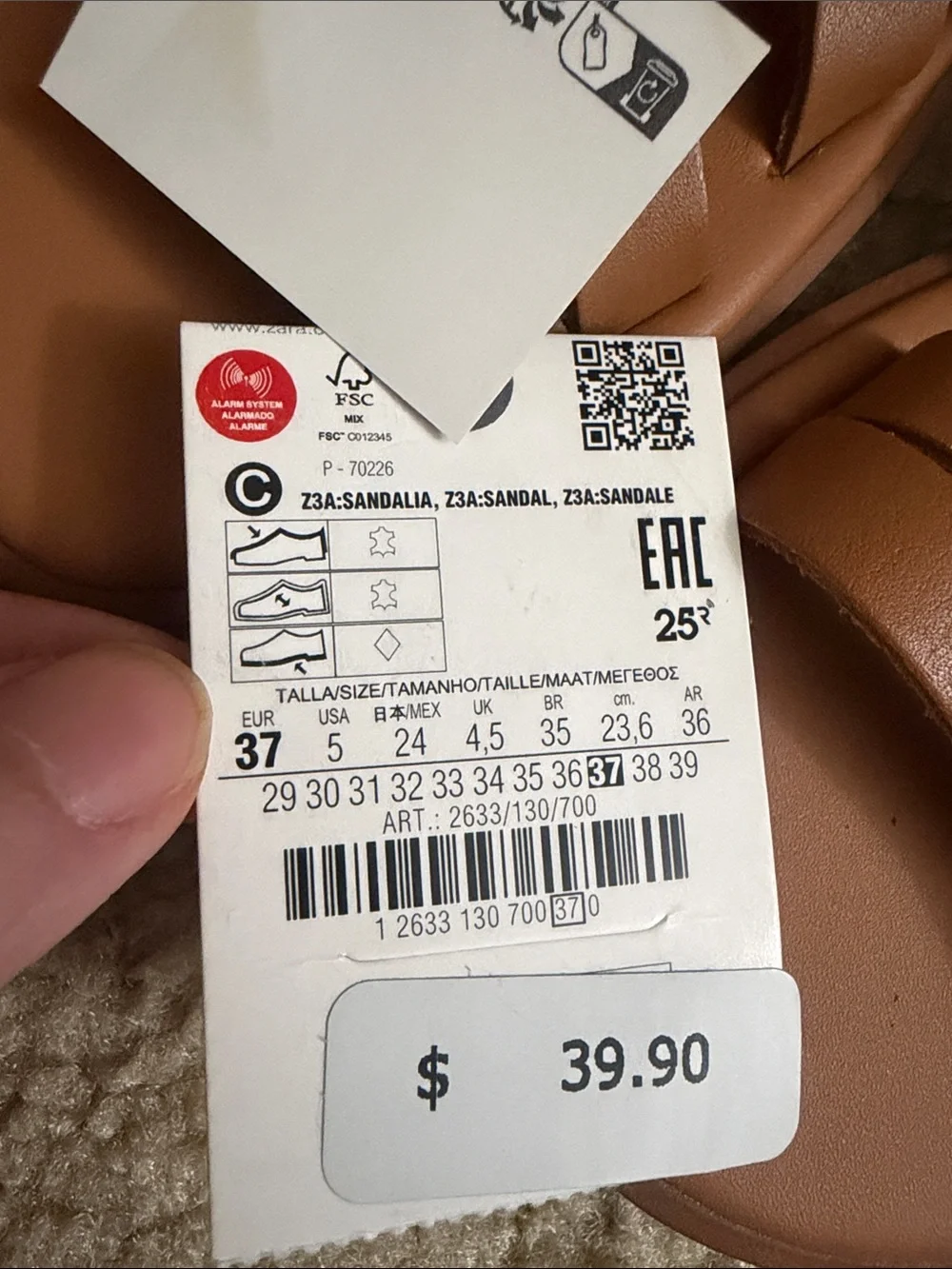 Zara Kids Tan Strappy Comfort Sandals US5 Eur37 - Picture 2 of 4